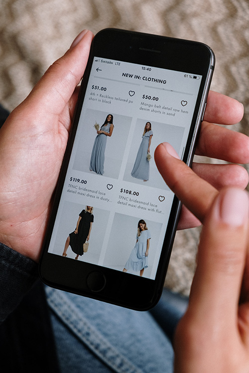 Viewing an ecommerce clothing store on a phone